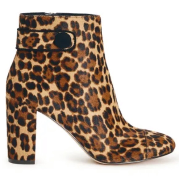 Ann Taylor | Leopard Print Imogen Button Booties Calf Hair - Picture 9 of 9